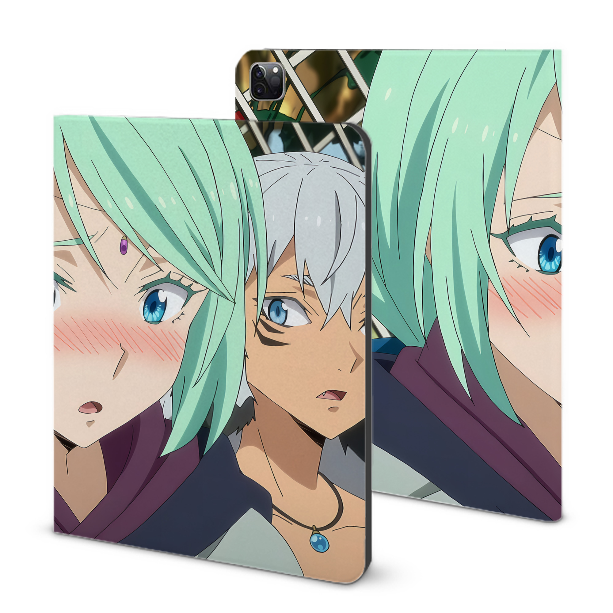 （画像用） 転スラ Regarding Reincarnated to Slime IPad ケース ブック型 PUレザー TPU 耐衝撃 軽量 薄型 ペン収納なし 全面保護 IPad 各モデル対応